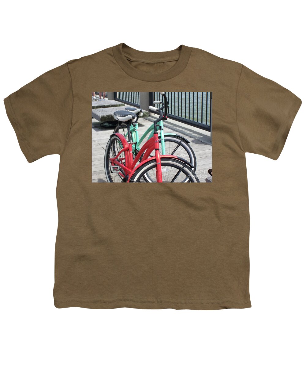 Colorful Bicycles on a Boardwalk - Youth T-Shirt