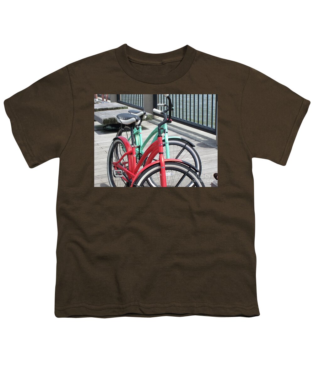 Colorful Bicycles on a Boardwalk - Youth T-Shirt