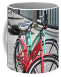 Colorful Bicycles on a Boardwalk - Mug