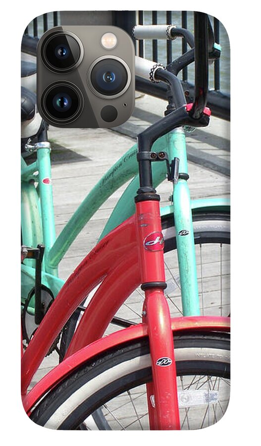 Colorful Bicycles on a Boardwalk - Phone Case
