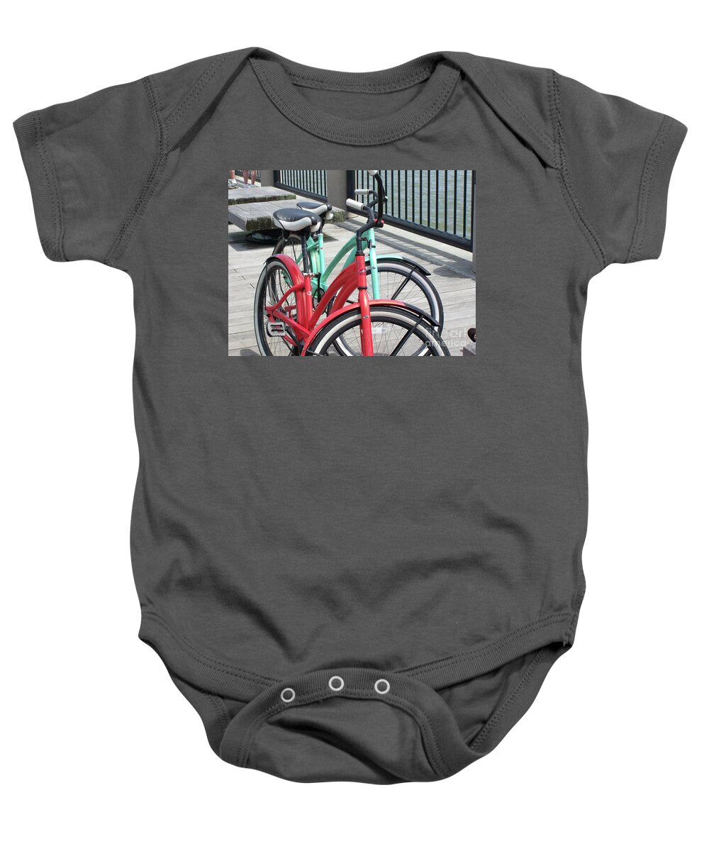 Colorful Bicycles on a Boardwalk - Baby One-Piece