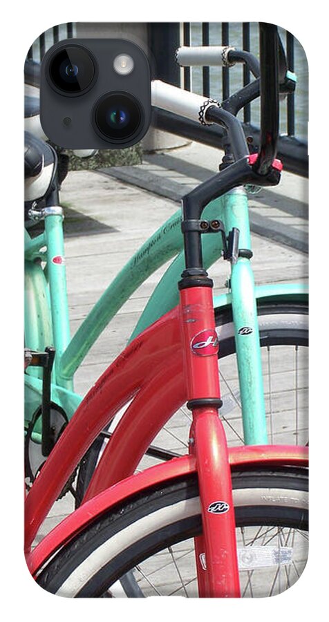 Colorful Bicycles on a Boardwalk - Phone Case