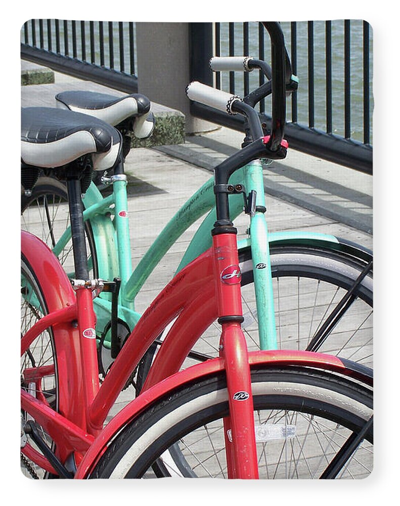 Colorful Bicycles on a Boardwalk - Blanket