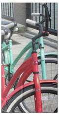 Colorful Bicycles on a Boardwalk - Bath Towel