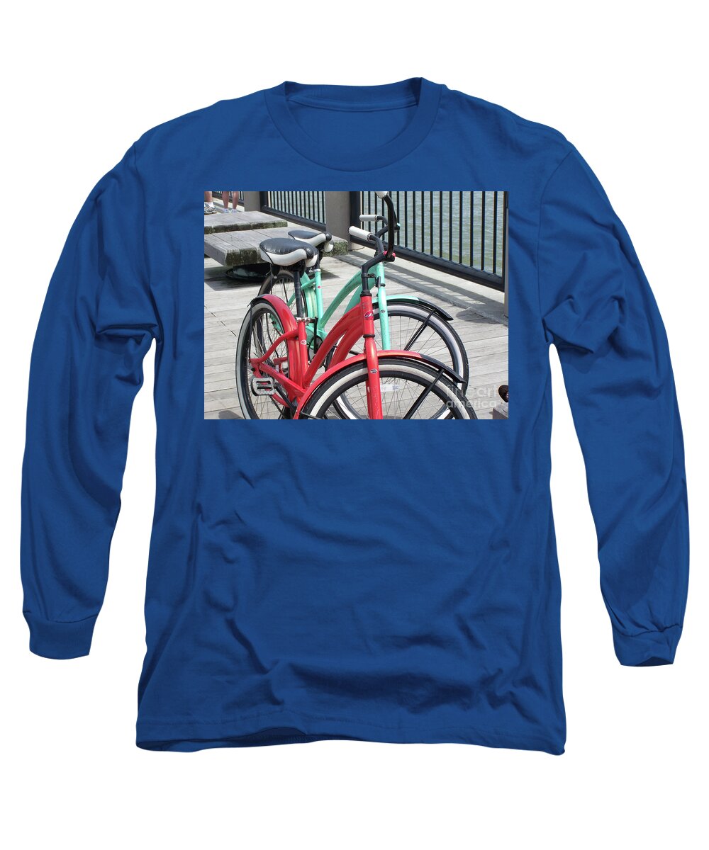 Colorful Bicycles on a Boardwalk - Long Sleeve T-Shirt