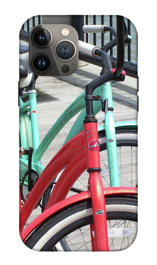 Colorful Bicycles on a Boardwalk - Phone Case
