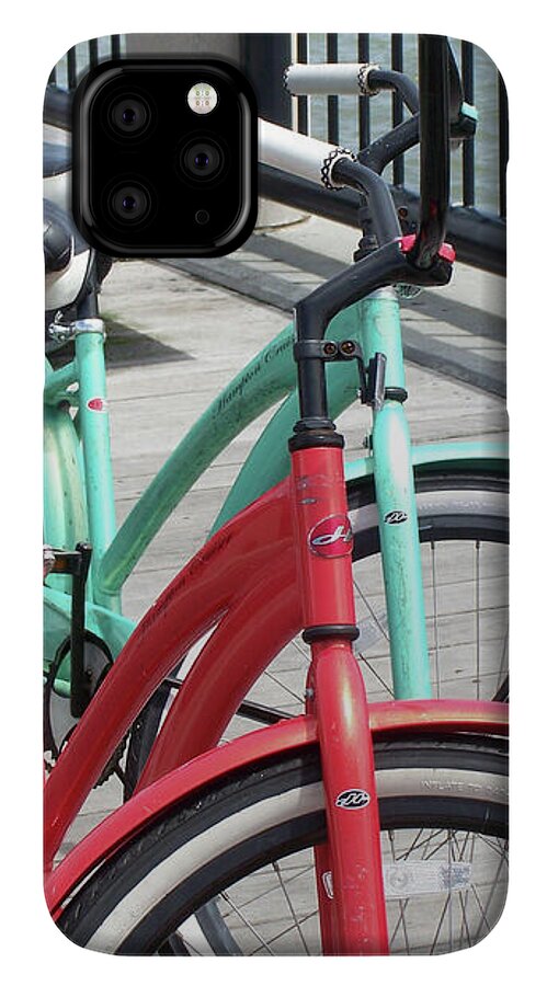 Colorful Bicycles on a Boardwalk - Phone Case