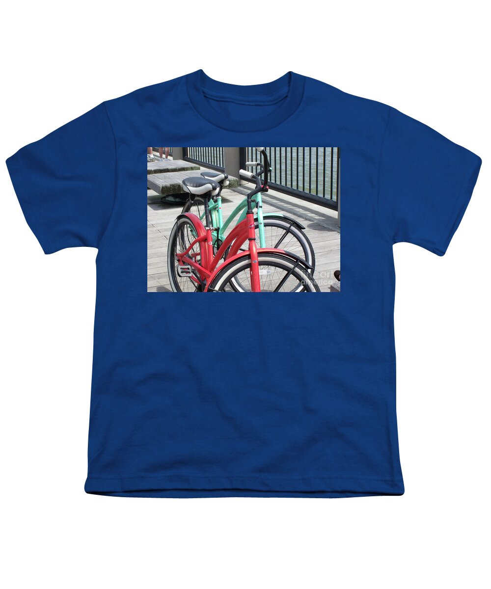 Colorful Bicycles on a Boardwalk - Youth T-Shirt