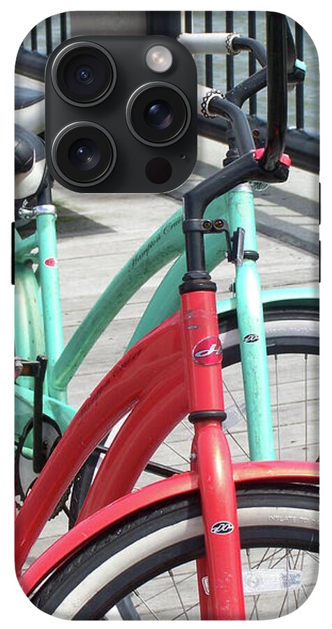 Colorful Bicycles on a Boardwalk - Phone Case