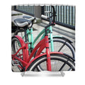 Colorful Bicycles on a Boardwalk - Shower Curtain