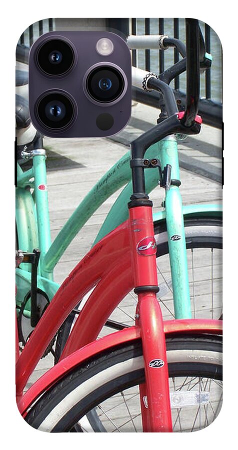 Colorful Bicycles on a Boardwalk - Phone Case