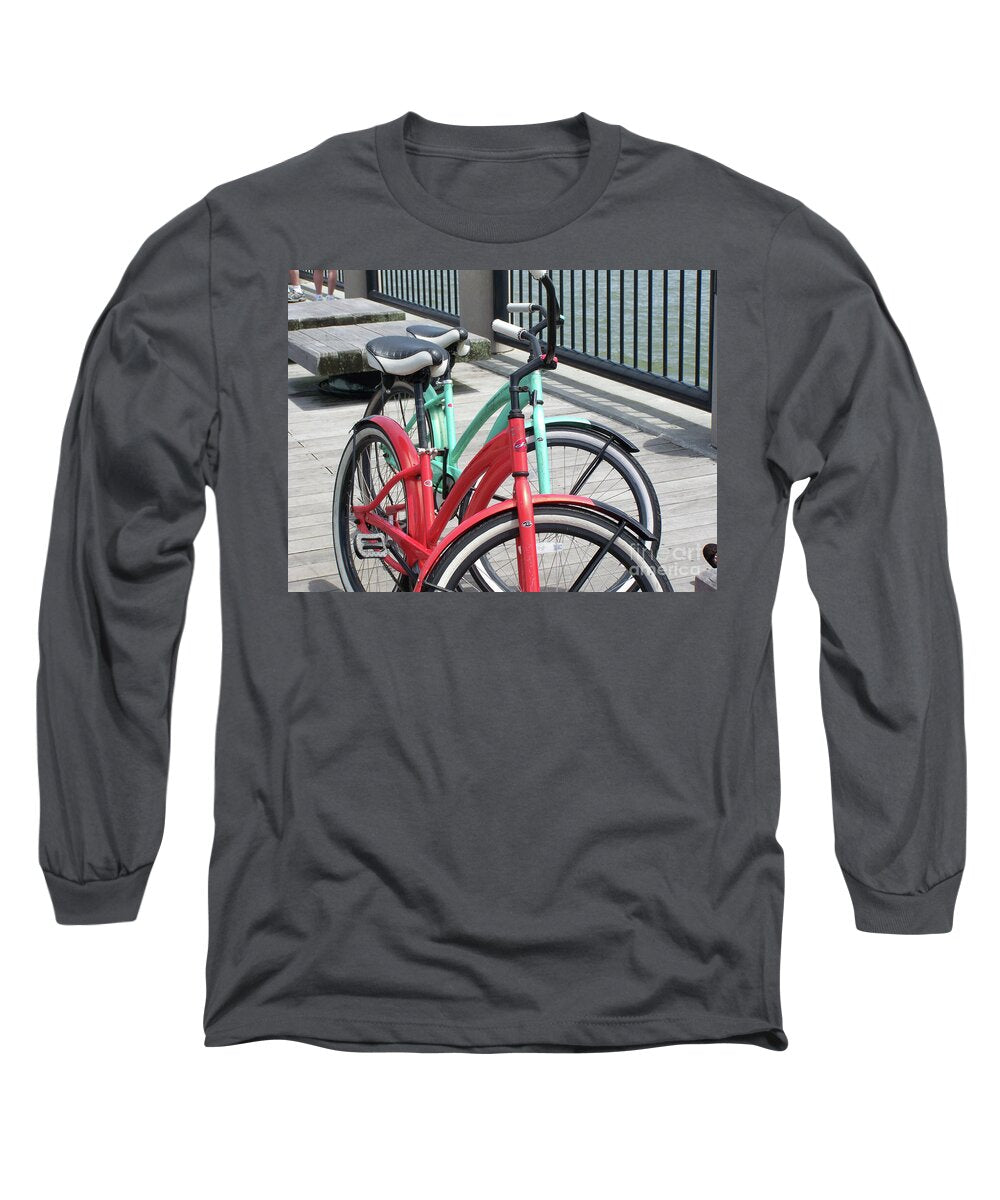 Colorful Bicycles on a Boardwalk - Long Sleeve T-Shirt