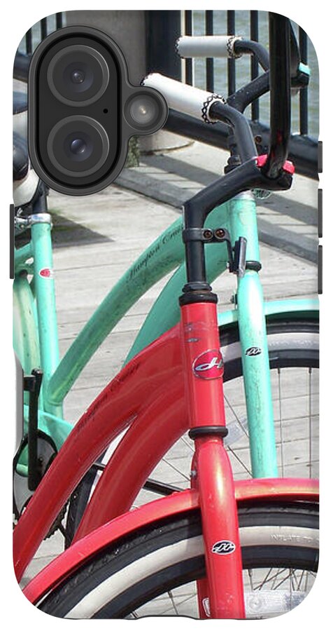 Colorful Bicycles on a Boardwalk - Phone Case