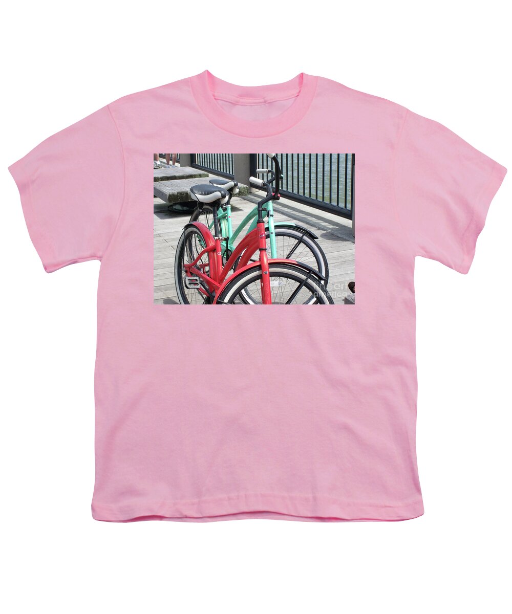 Colorful Bicycles on a Boardwalk - Youth T-Shirt