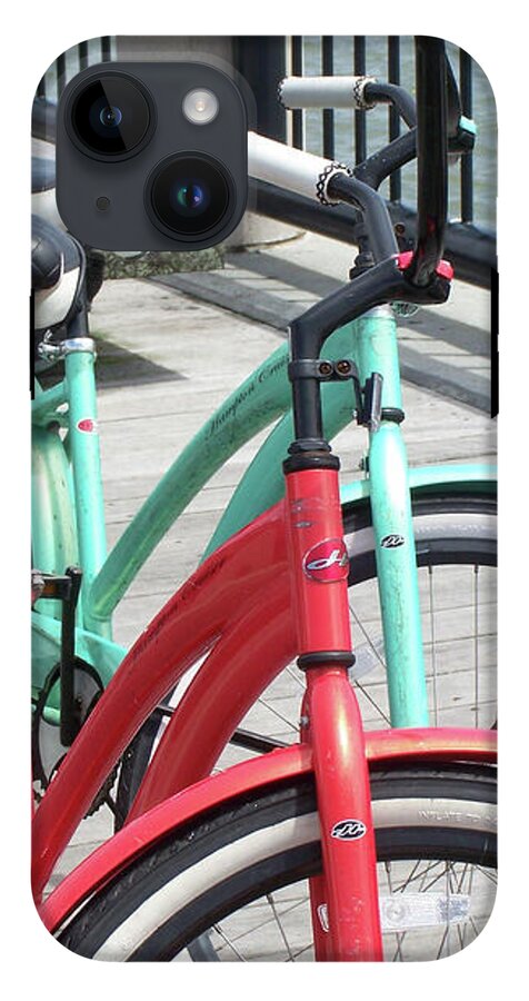 Colorful Bicycles on a Boardwalk - Phone Case