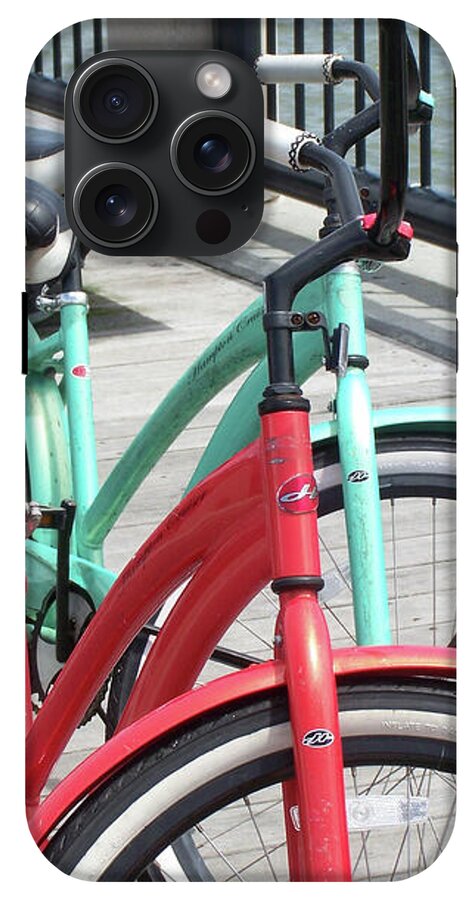 Colorful Bicycles on a Boardwalk - Phone Case
