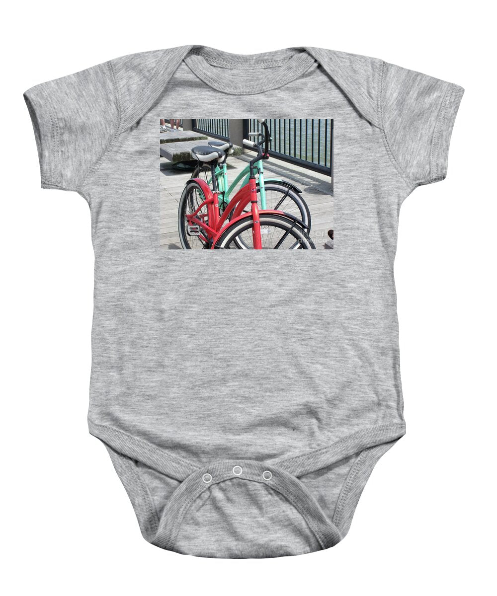 Colorful Bicycles on a Boardwalk - Baby One-Piece