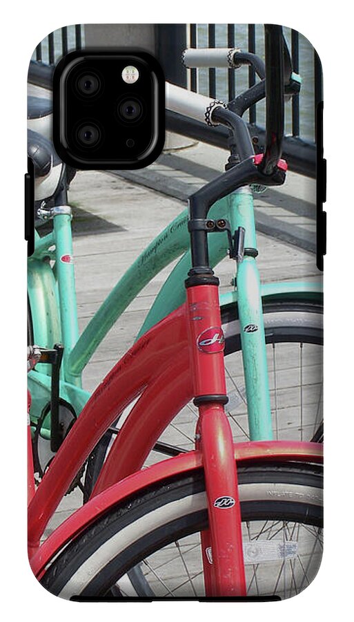 Colorful Bicycles on a Boardwalk - Phone Case