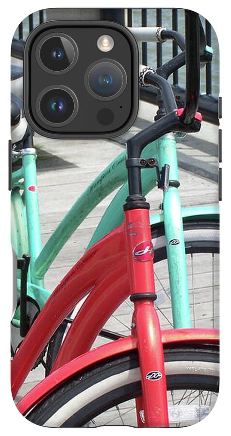 Colorful Bicycles on a Boardwalk - Phone Case