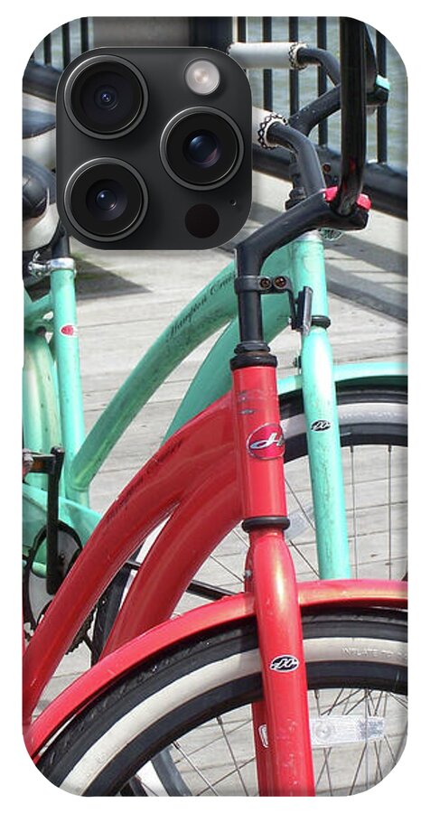 Colorful Bicycles on a Boardwalk - Phone Case
