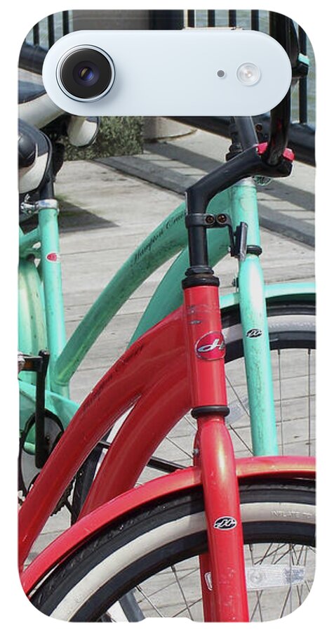 Colorful Bicycles on a Boardwalk - Phone Case