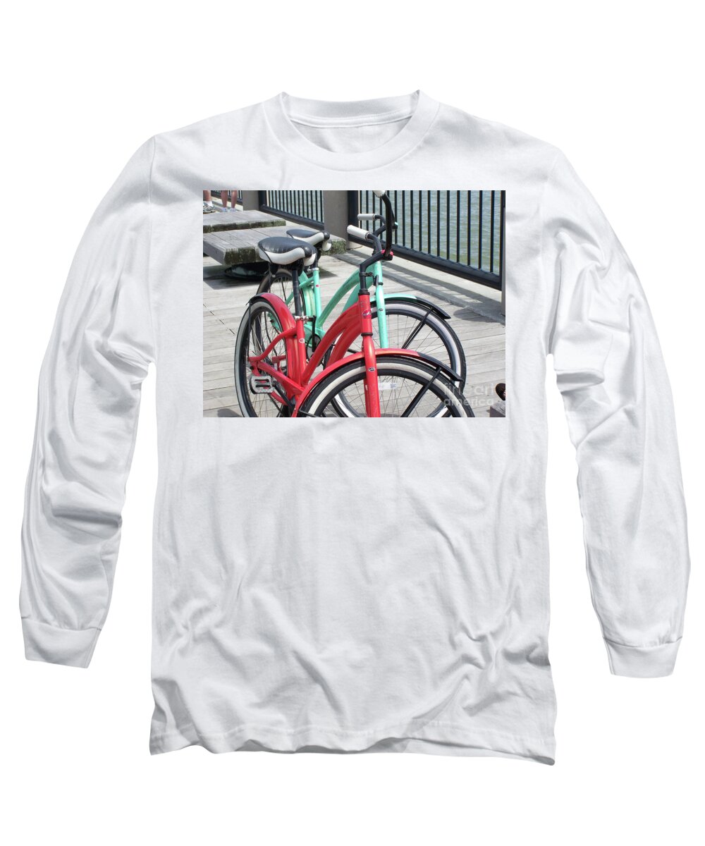 Colorful Bicycles on a Boardwalk - Long Sleeve T-Shirt