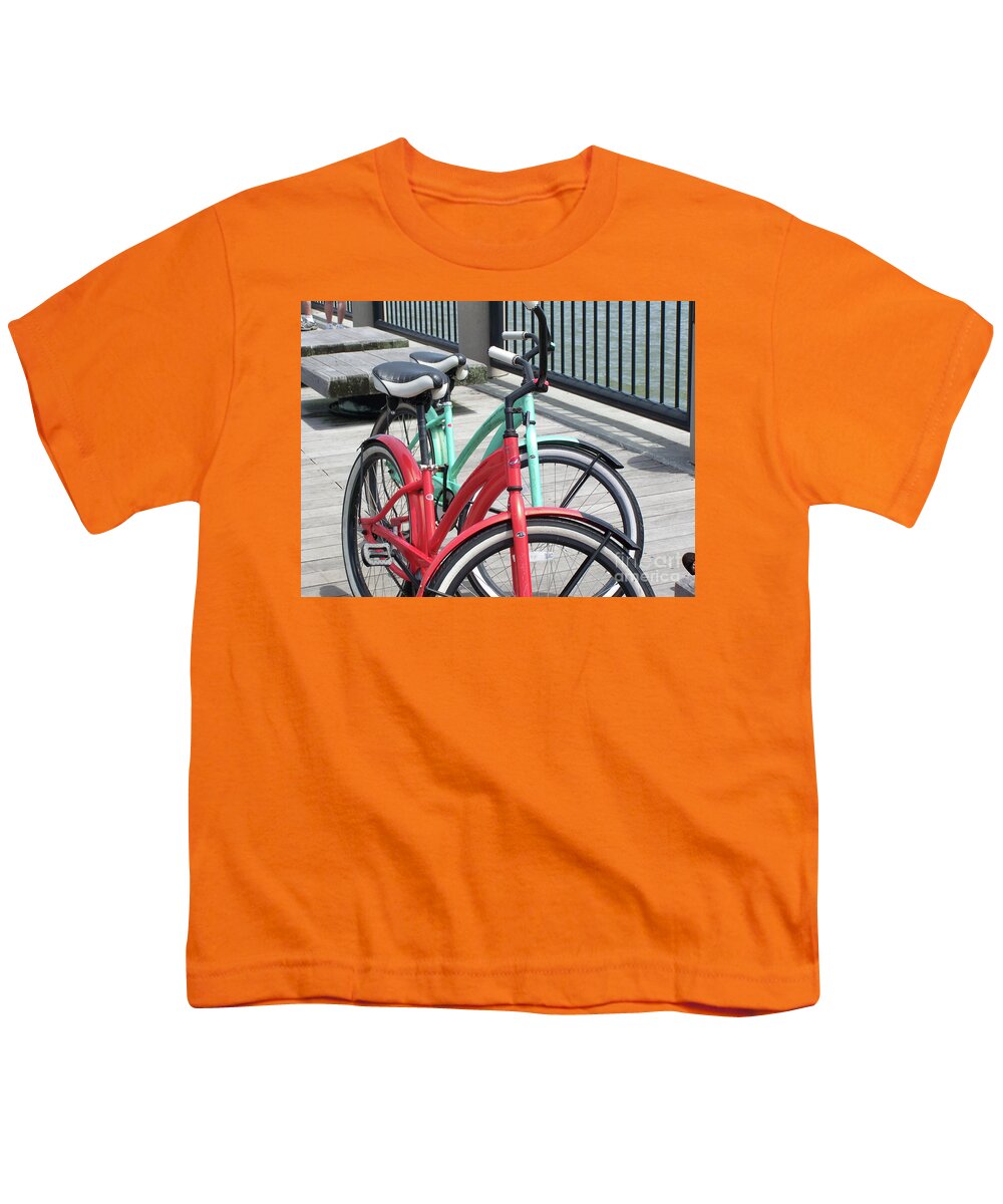 Colorful Bicycles on a Boardwalk - Youth T-Shirt