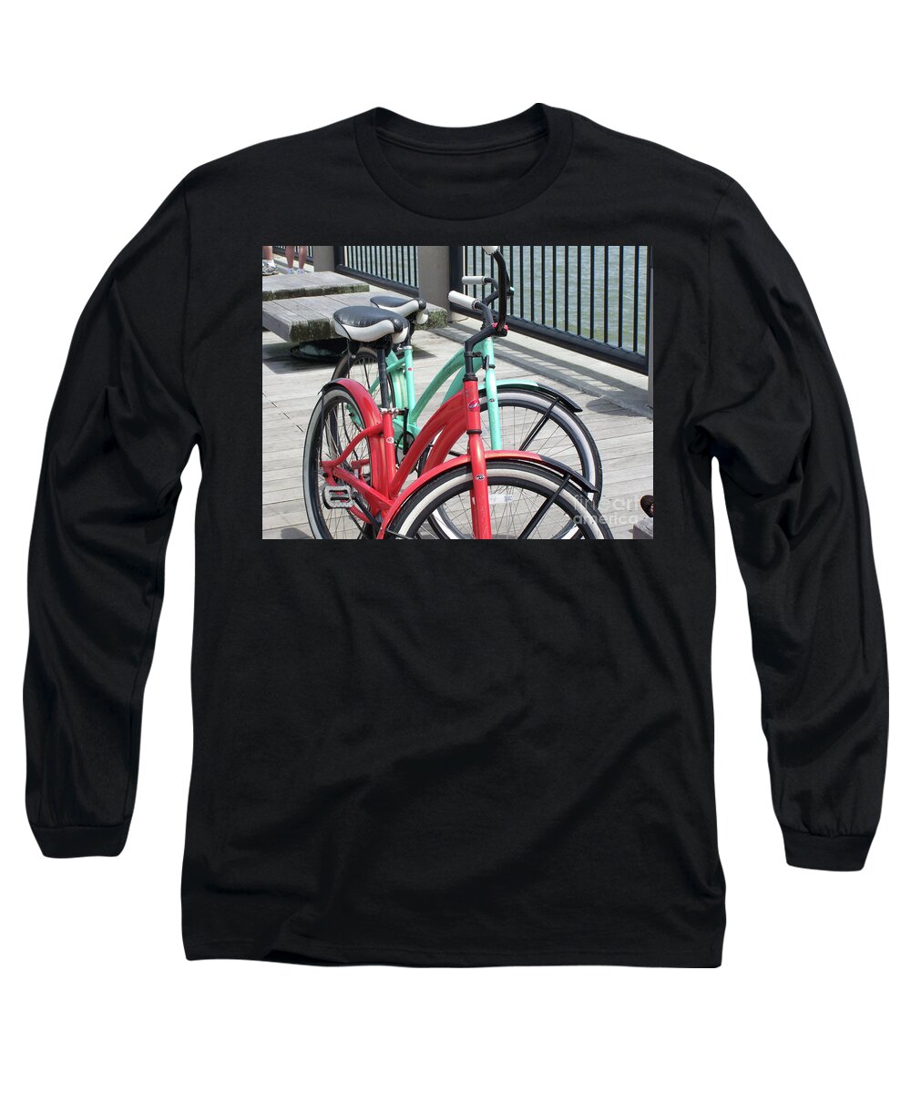 Colorful Bicycles on a Boardwalk - Long Sleeve T-Shirt