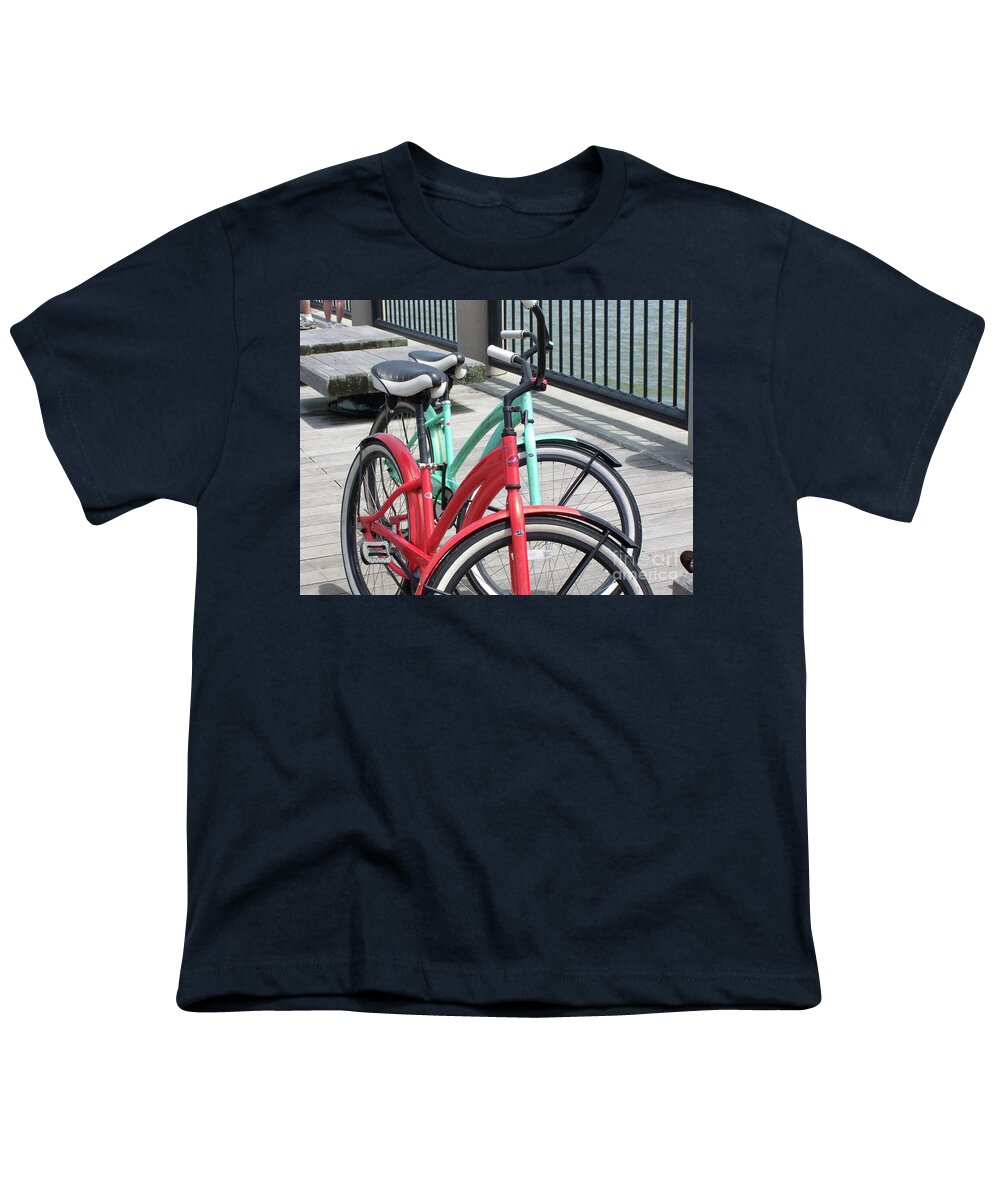 Colorful Bicycles on a Boardwalk - Youth T-Shirt