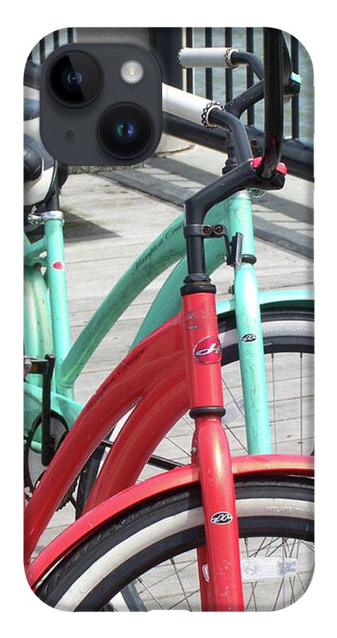 Colorful Bicycles on a Boardwalk - Phone Case