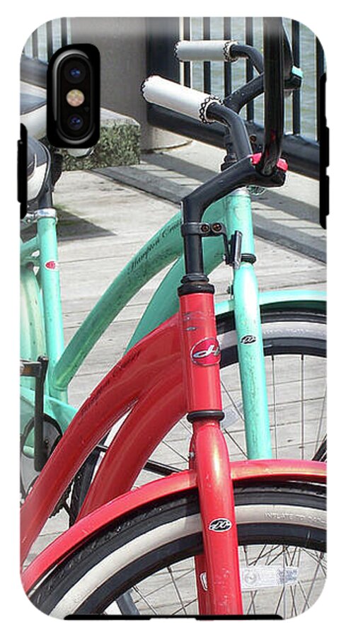 Colorful Bicycles on a Boardwalk - Phone Case