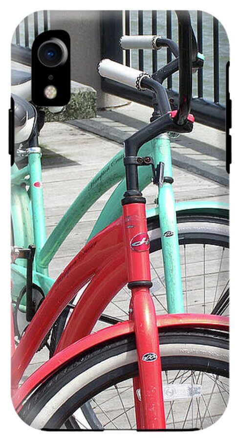 Colorful Bicycles on a Boardwalk - Phone Case