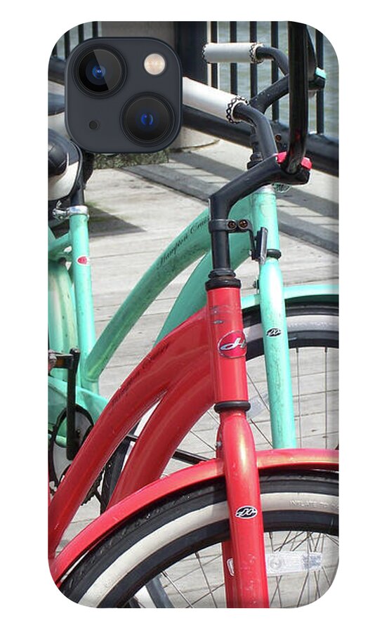Colorful Bicycles on a Boardwalk - Phone Case