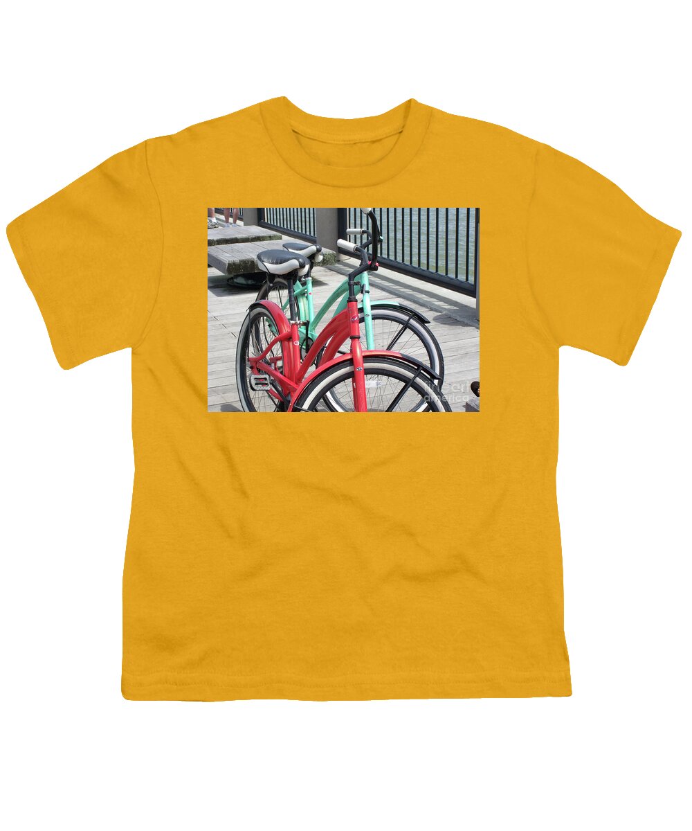 Colorful Bicycles on a Boardwalk - Youth T-Shirt