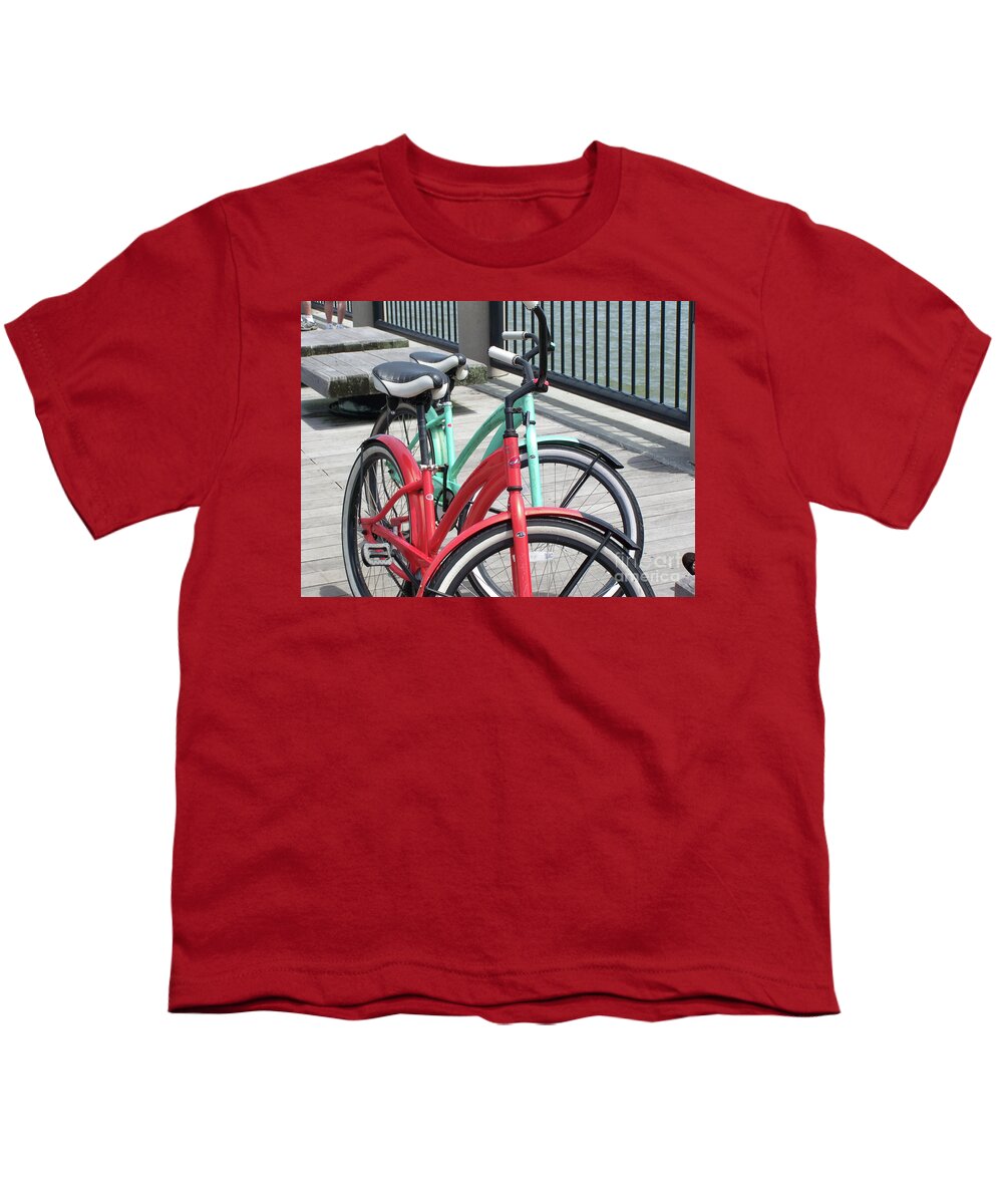 Colorful Bicycles on a Boardwalk - Youth T-Shirt