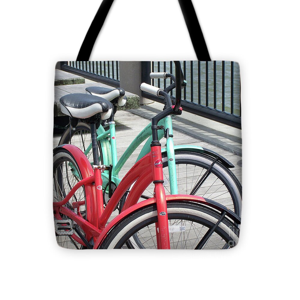 Colorful Bicycles on a Boardwalk - Tote Bag