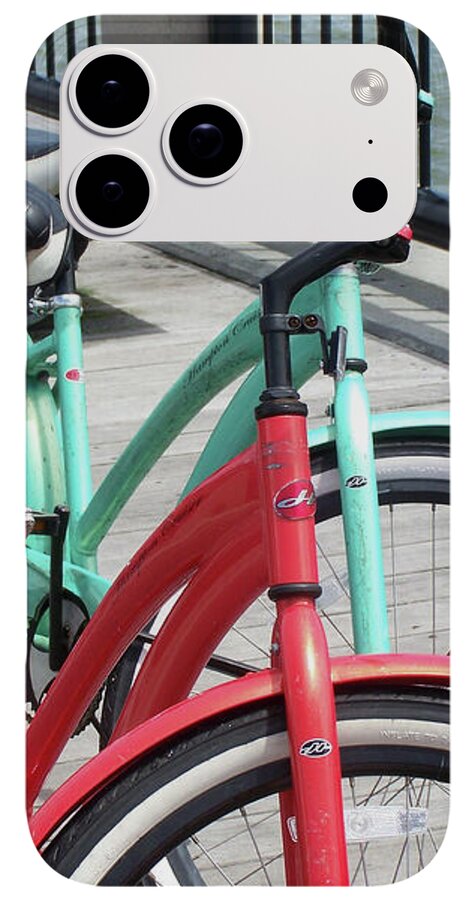 Colorful Bicycles on a Boardwalk - Phone Case