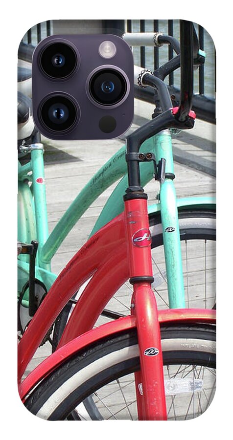 Colorful Bicycles on a Boardwalk - Phone Case