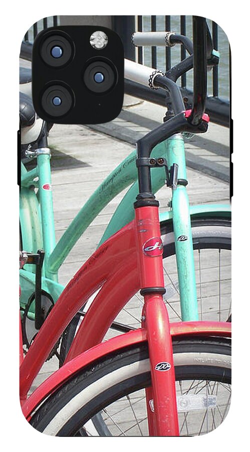 Colorful Bicycles on a Boardwalk - Phone Case