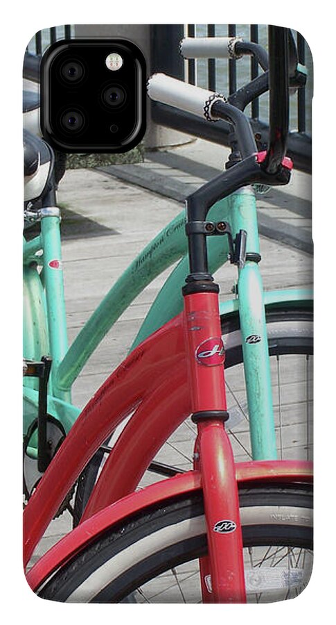 Colorful Bicycles on a Boardwalk - Phone Case