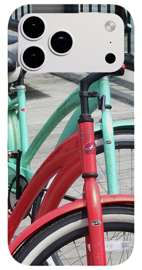Colorful Bicycles on a Boardwalk - Phone Case