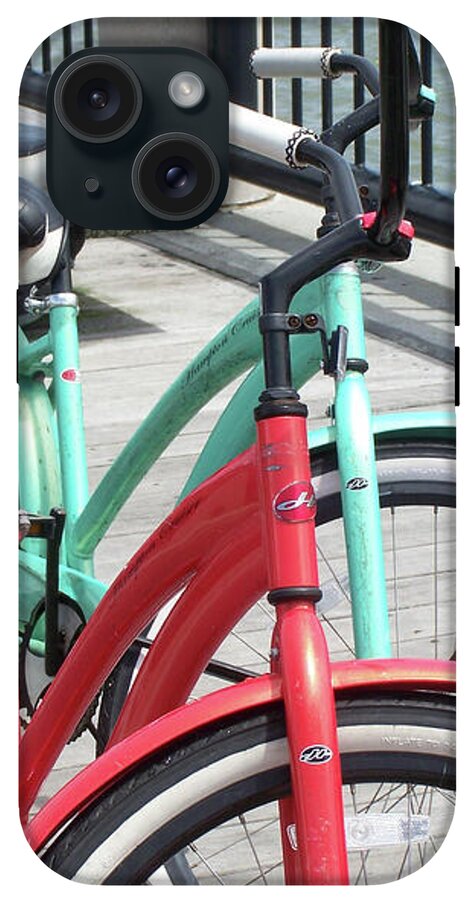 Colorful Bicycles on a Boardwalk - Phone Case