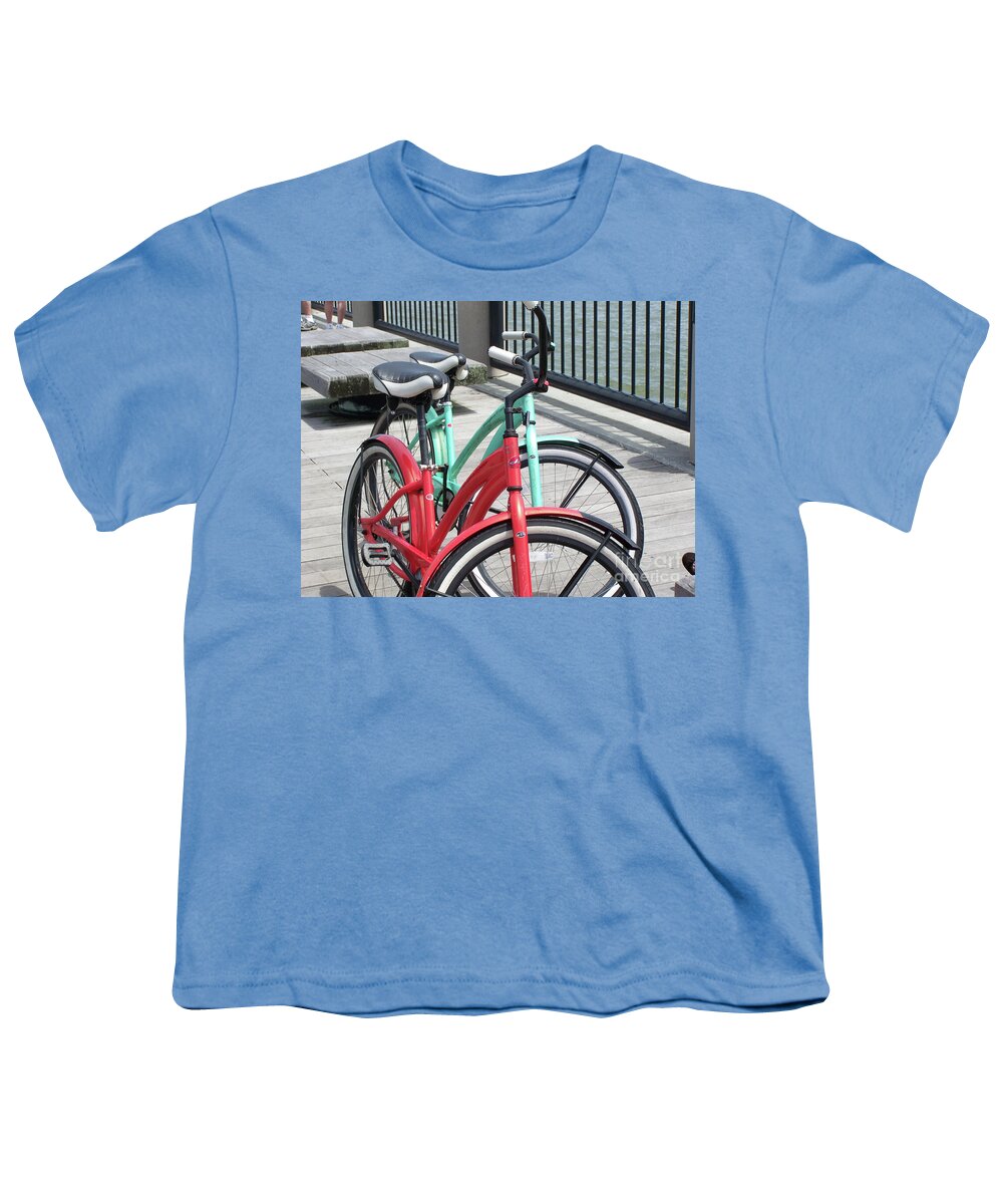 Colorful Bicycles on a Boardwalk - Youth T-Shirt