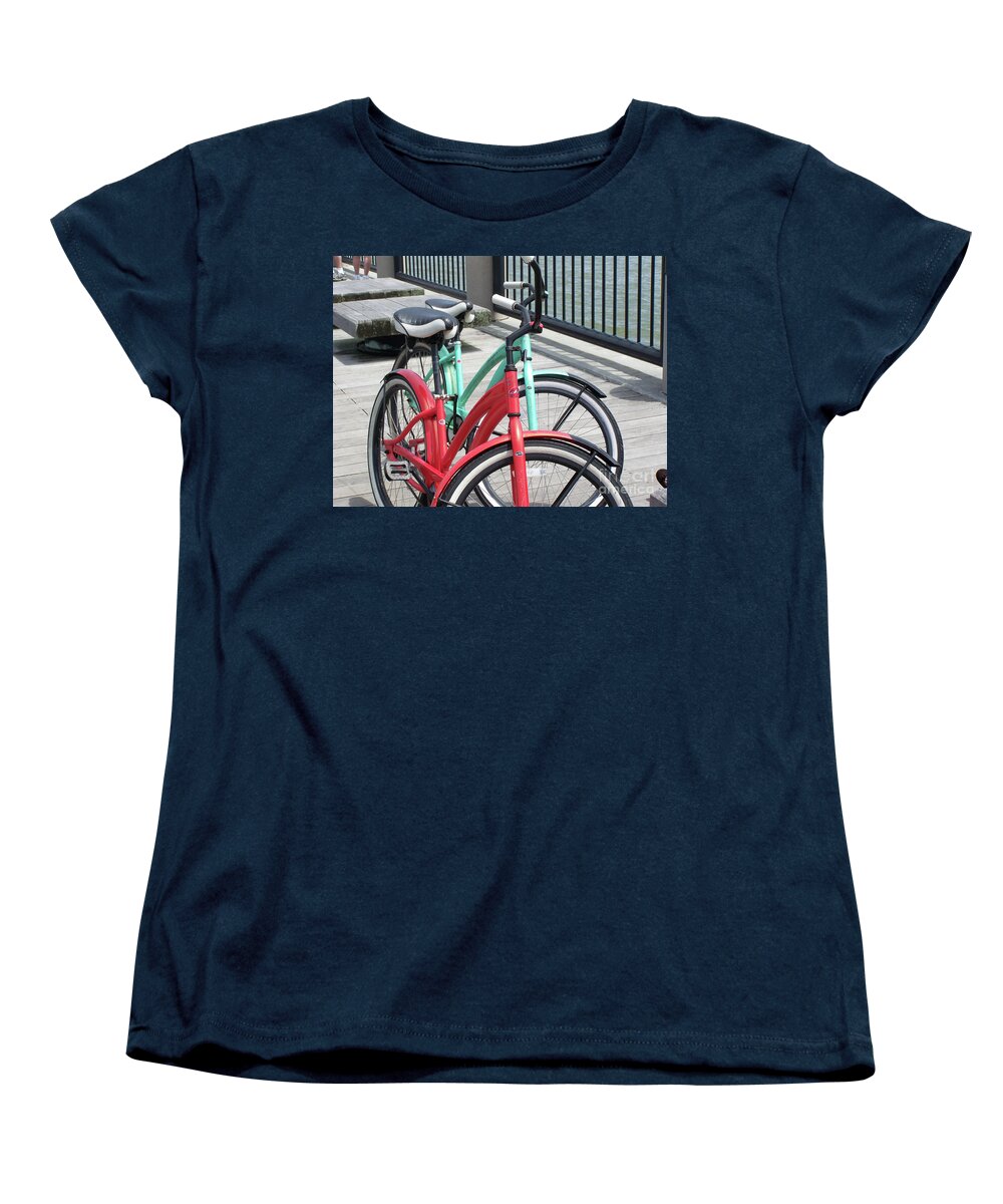 Colorful Bicycles on a Boardwalk - Women's T-Shirt (Standard Fit)