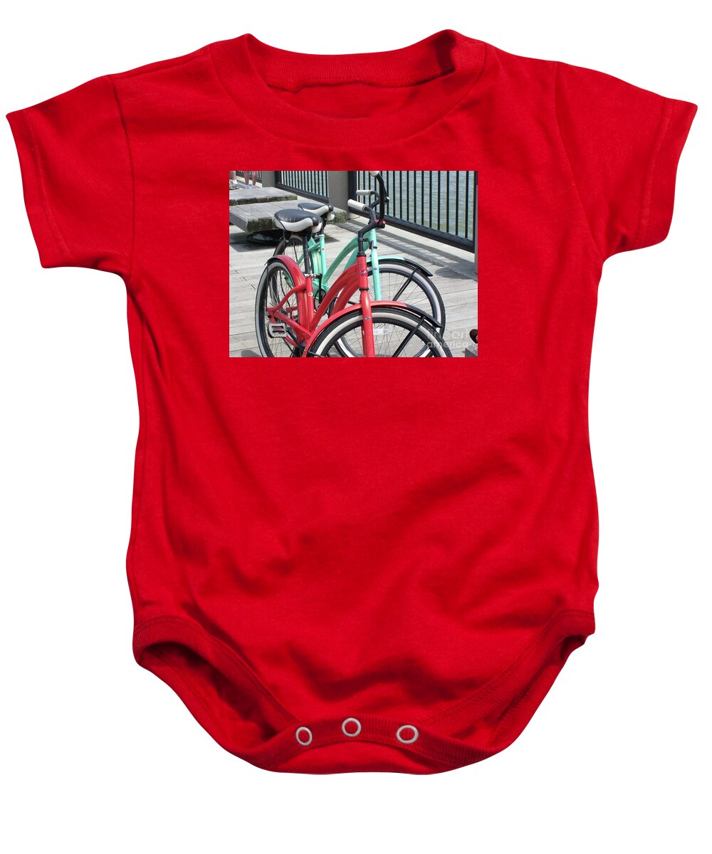 Colorful Bicycles on a Boardwalk - Baby One-Piece