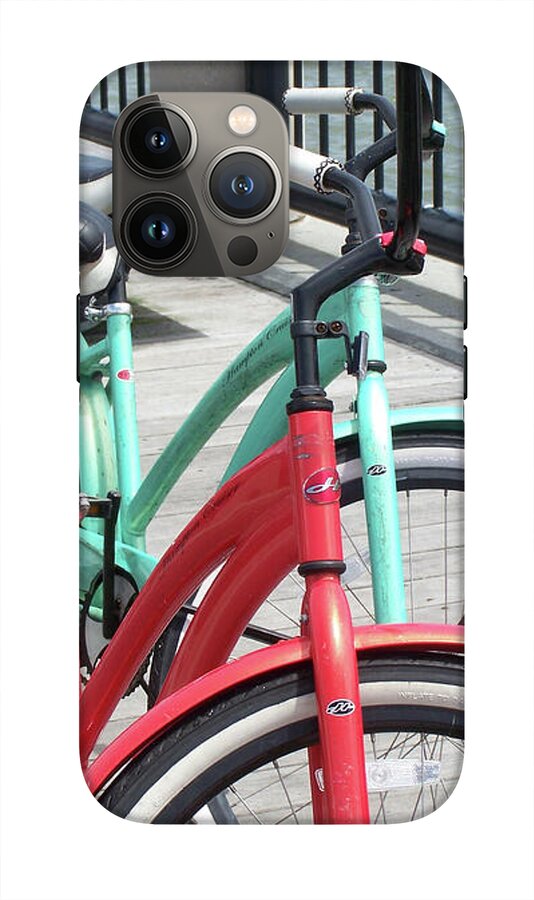 Colorful Bicycles on a Boardwalk - Phone Case