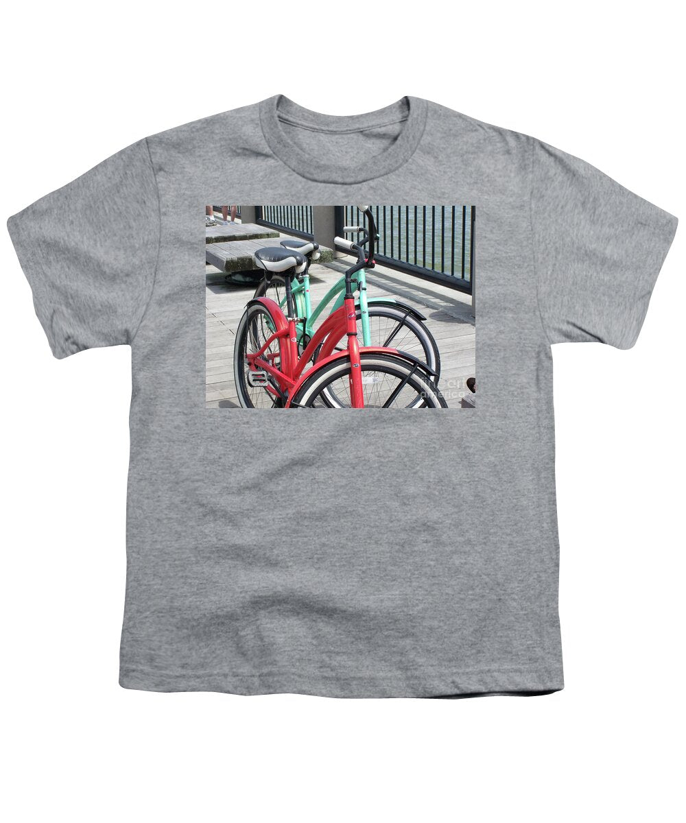 Colorful Bicycles on a Boardwalk - Youth T-Shirt