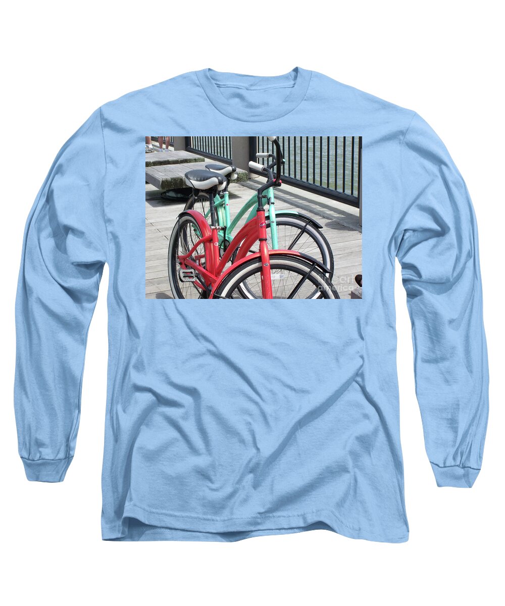 Colorful Bicycles on a Boardwalk - Long Sleeve T-Shirt