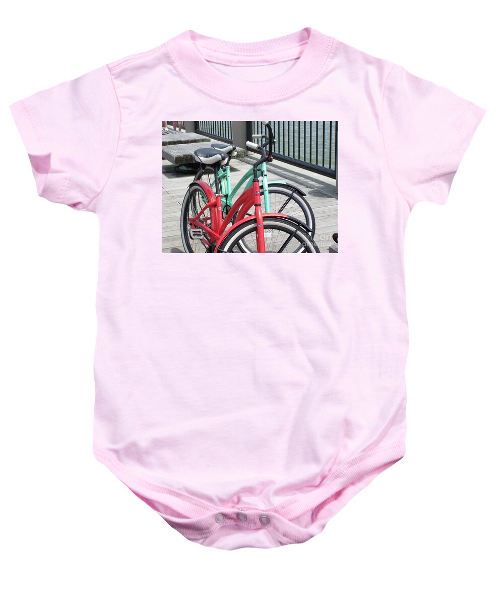 Colorful Bicycles on a Boardwalk - Baby One-Piece
