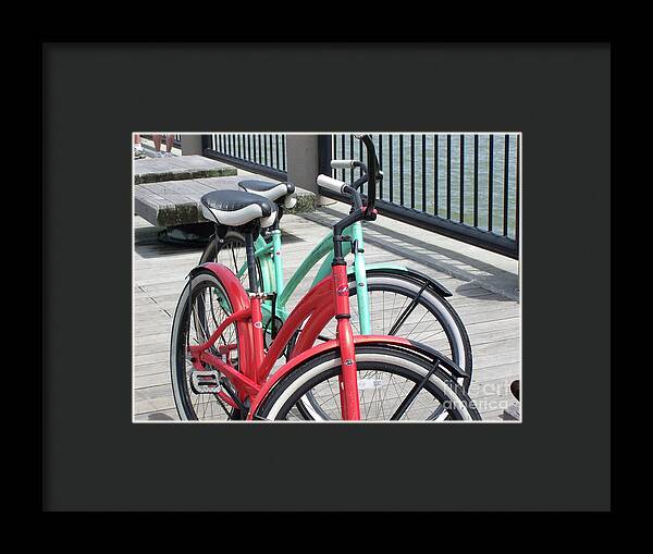 Colorful Bicycles on a Boardwalk - Framed Print